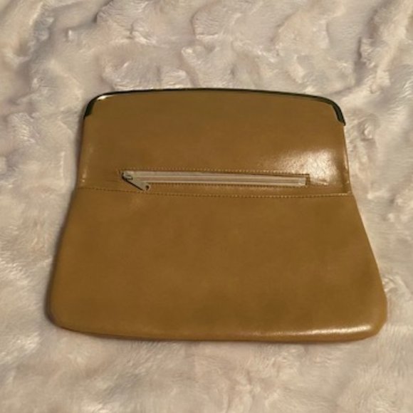 Gold-Toned Envelope Clutch Purse Faux Leather - Picture 2 of 10